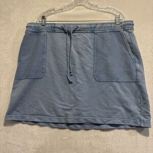 J. Jill Cotton Terry Tie-Waist Pull On Casual Skirt Light Powder Blue Size Large